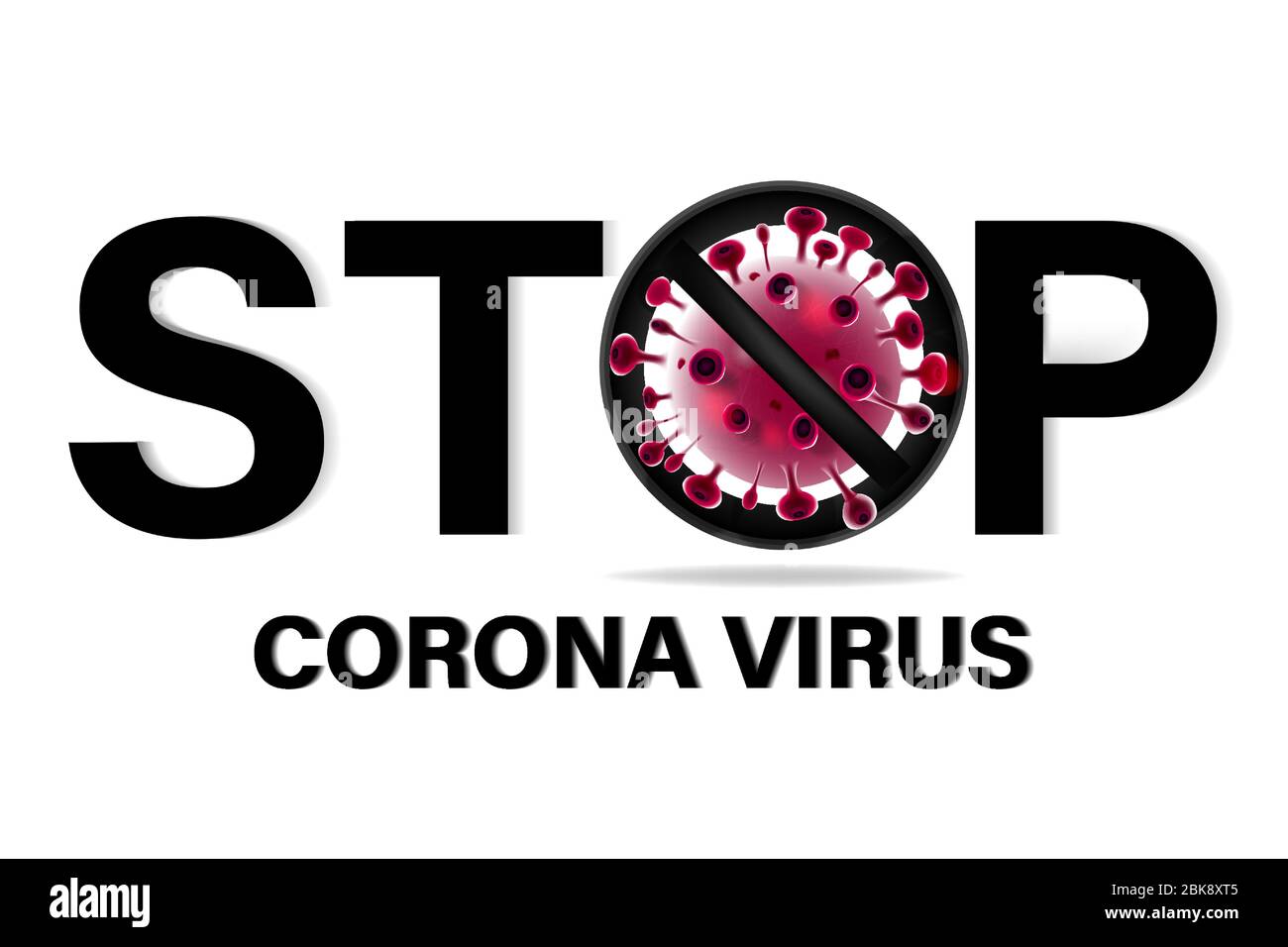 Concept d'éclosion de coronavirus (CoVID-19) en cas d'arrêt de pandémie. Bannière de quarantaine 2019-nCoV. Illustration de Vecteur