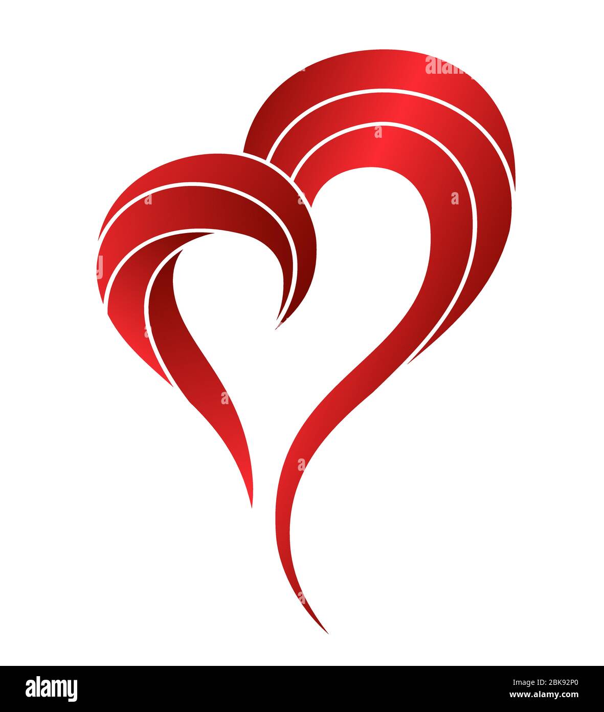 Logo coeur. Symbole d'amour rouge en forme de dégradé isolé sur fond blanc. Joueur, coloré St. Signe de Saint-Valentin. Elément de conception. Vecteur Illustration de Vecteur