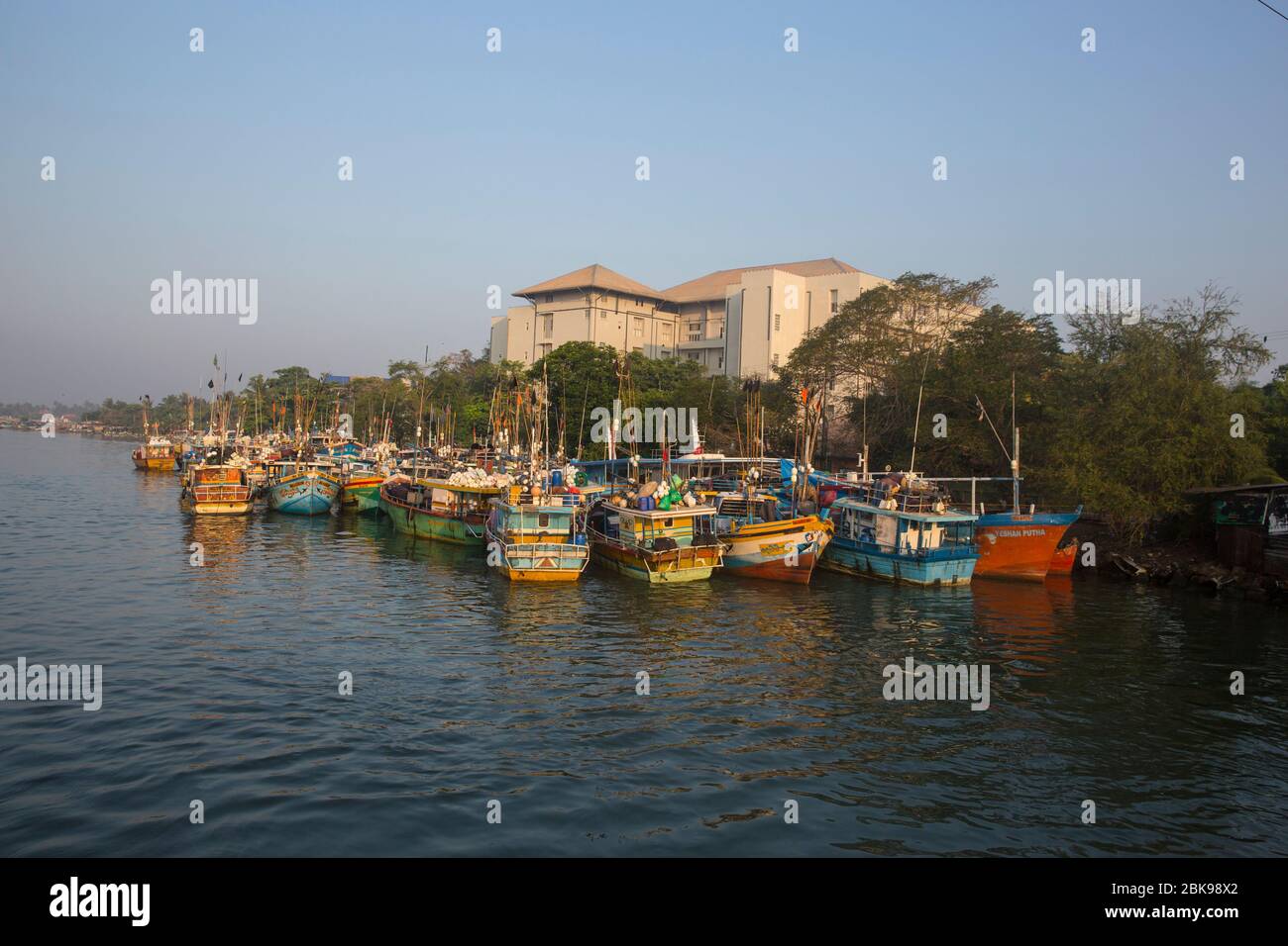 Bateaux de pêche dans le port de Negombo, Sri Lanka Banque D'Images