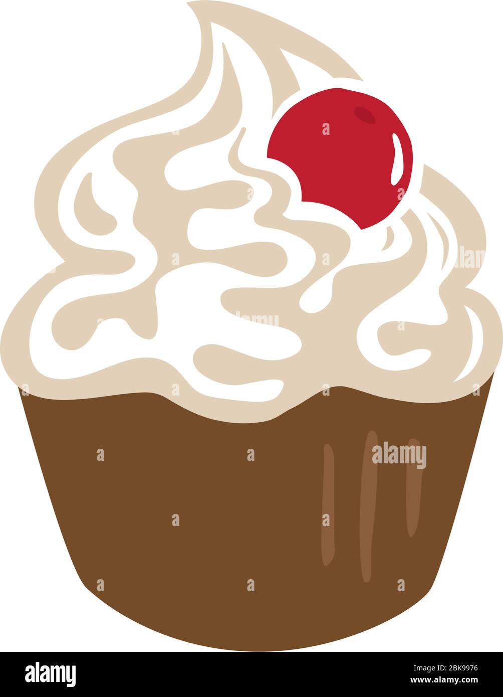 cupcake avec crème et cerise sur le dessus Illustration de Vecteur