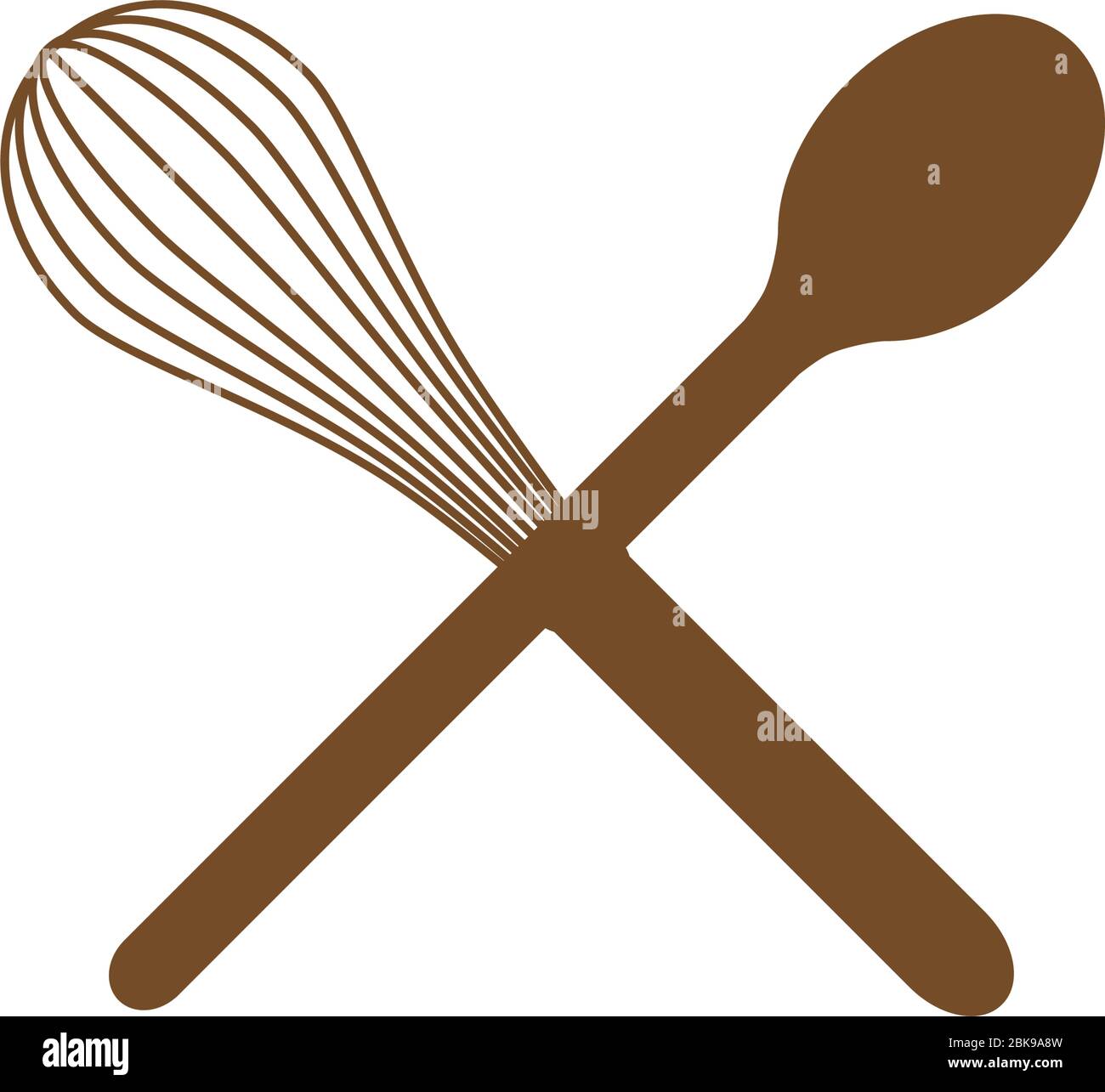 outils de cuisson, fouet et cuillère en bois Illustration de Vecteur