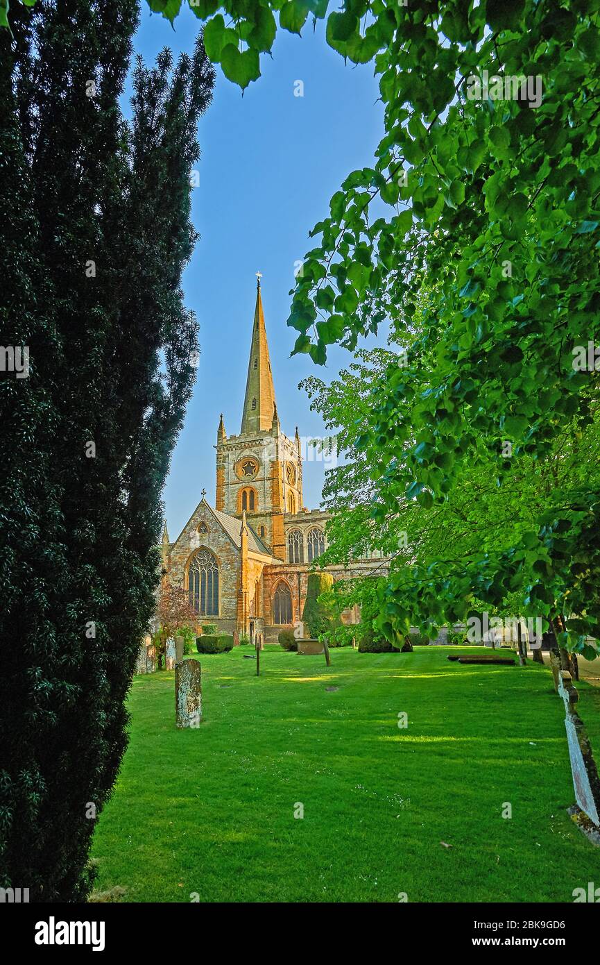 Église Sainte-Trinité Stratford upon Avon, Warwickshire, lieu de sépulture de William Shakespeare. Banque D'Images