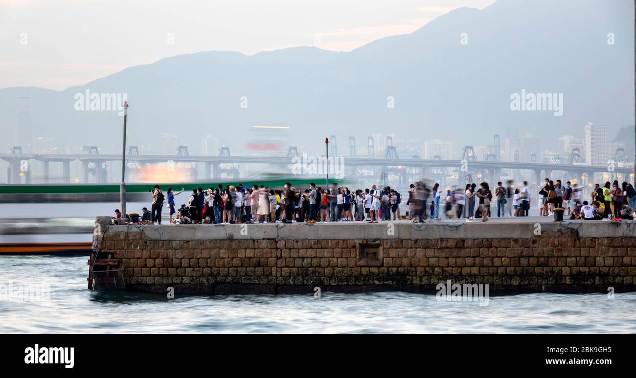 Le célèbre embarcadère d'Instagram du quartier occidental, Hong Kong, Chine. Banque D'Images