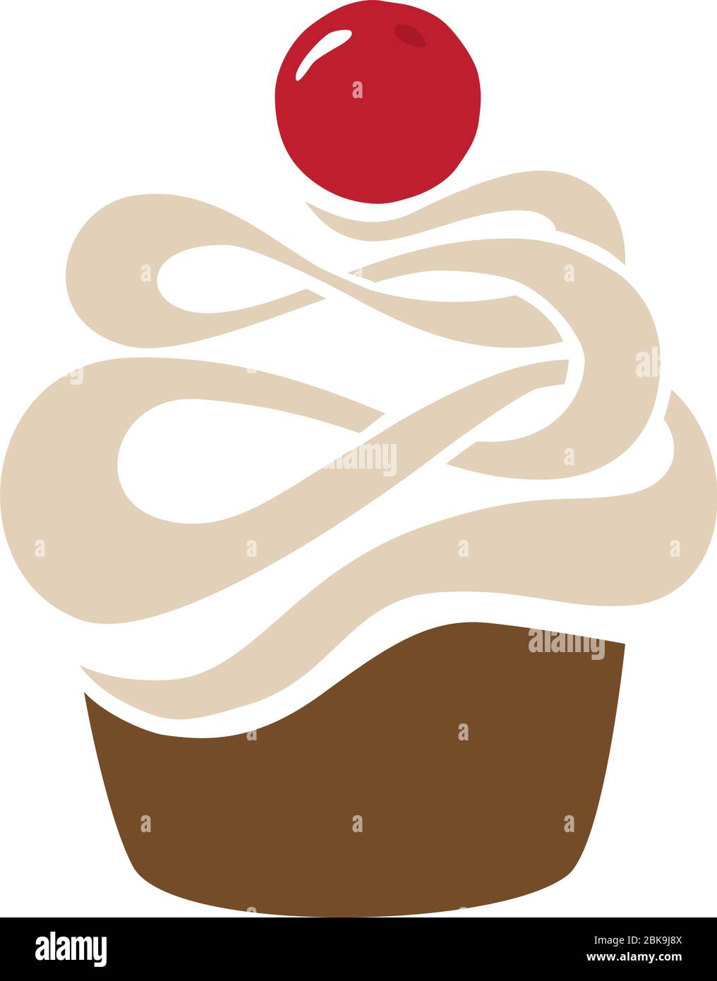 cupcake avec crème et cerise sur le dessus Illustration de Vecteur