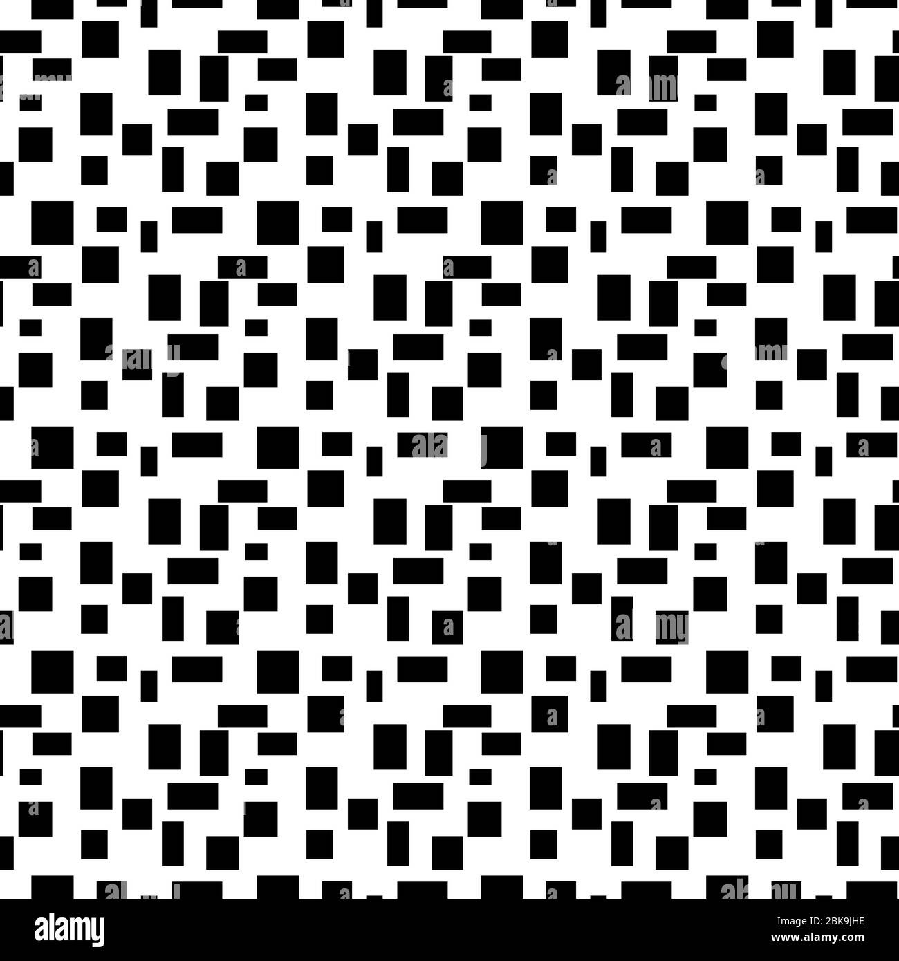 Motif infini sans couture de formes rectangulaires géométriques noires. Dessin pour papier d'emballage, tissu, papier peint. Banque D'Images