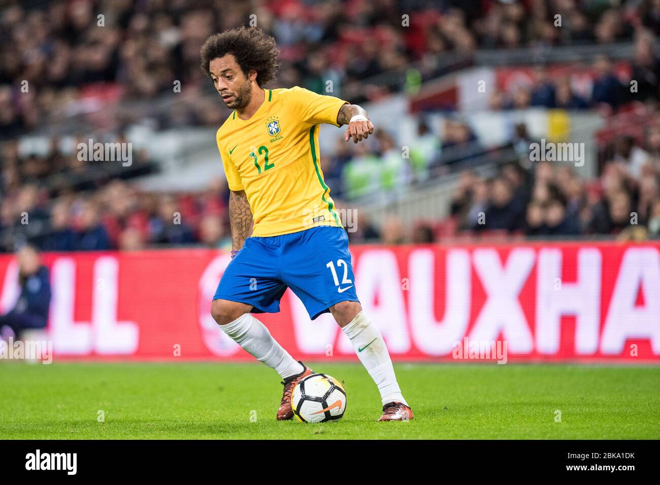 Équipe nationale du Brésil à Wembley en match contre l'Angleterre Banque D'Images