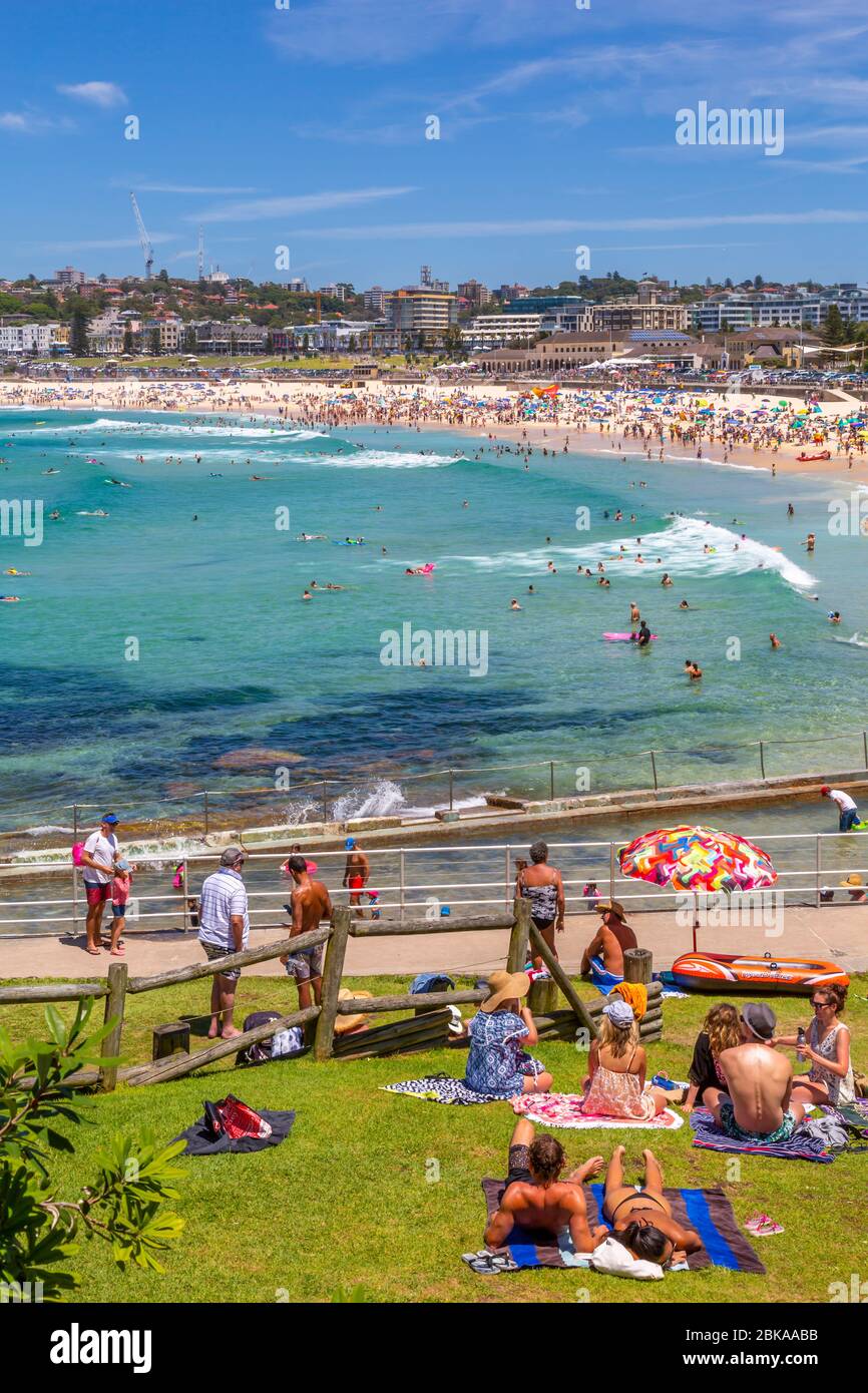 Vue sur Bondi Beach, Sydney, Nouvelle-Galles du Sud, Nouvelle-Galles du Sud, Australie Banque D'Images