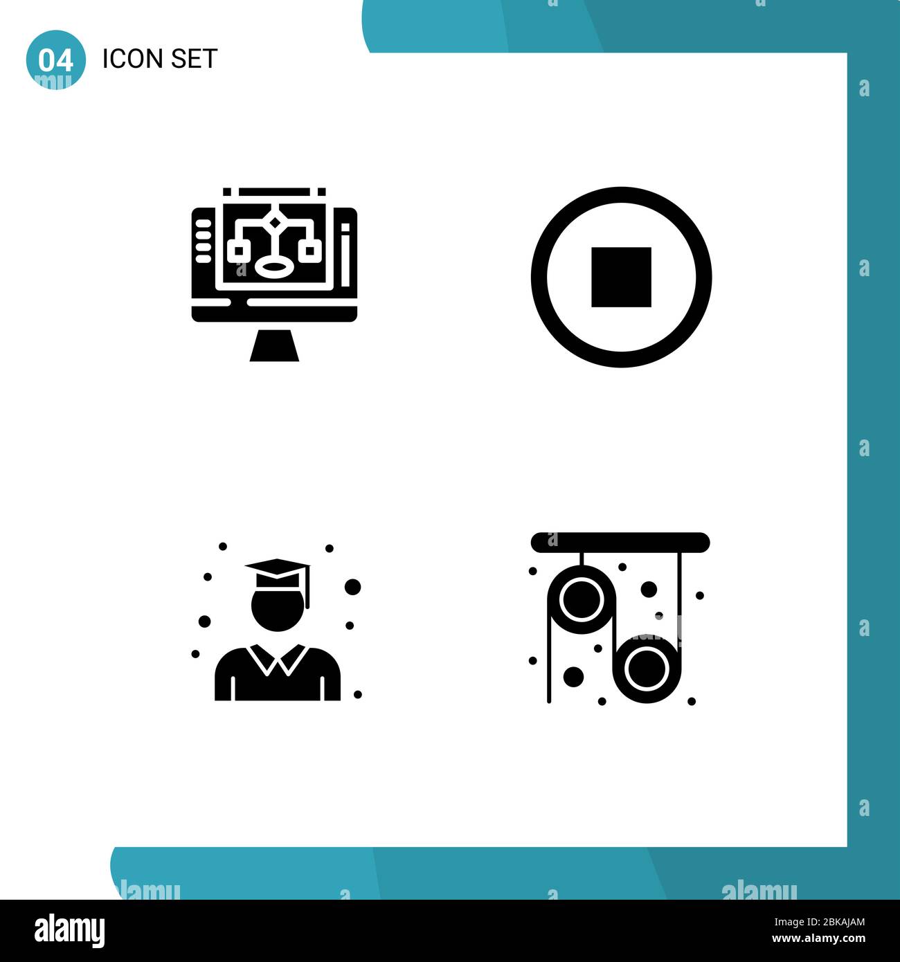 Pack de glyphes pleins créatifs de partage de données, graduation, ordinateur, utilisateur, physique éléments de conception vectoriel éditable Illustration de Vecteur