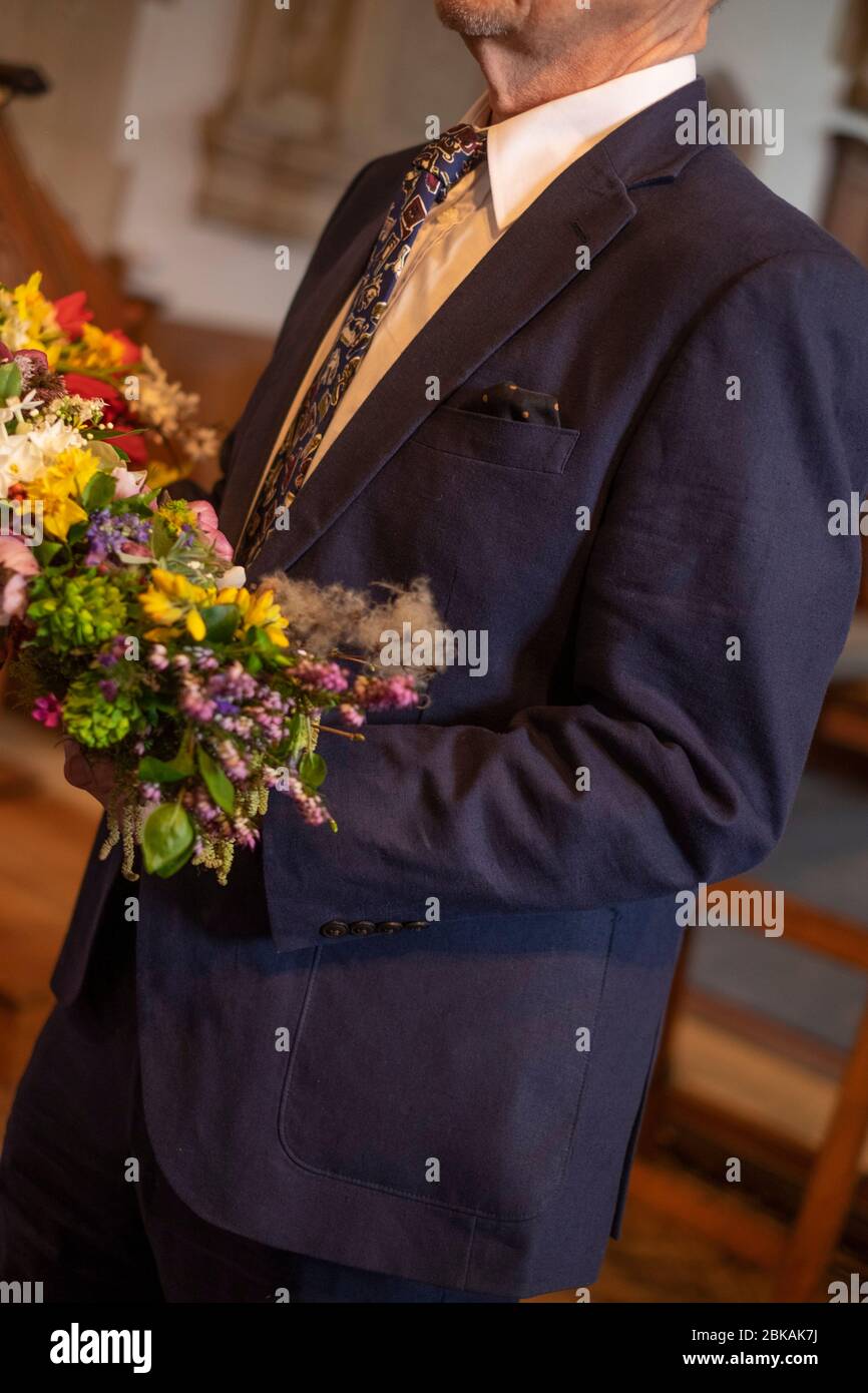 Funérailles dans une église rurale du sud du Royaume-Uni février 2020 Banque D'Images