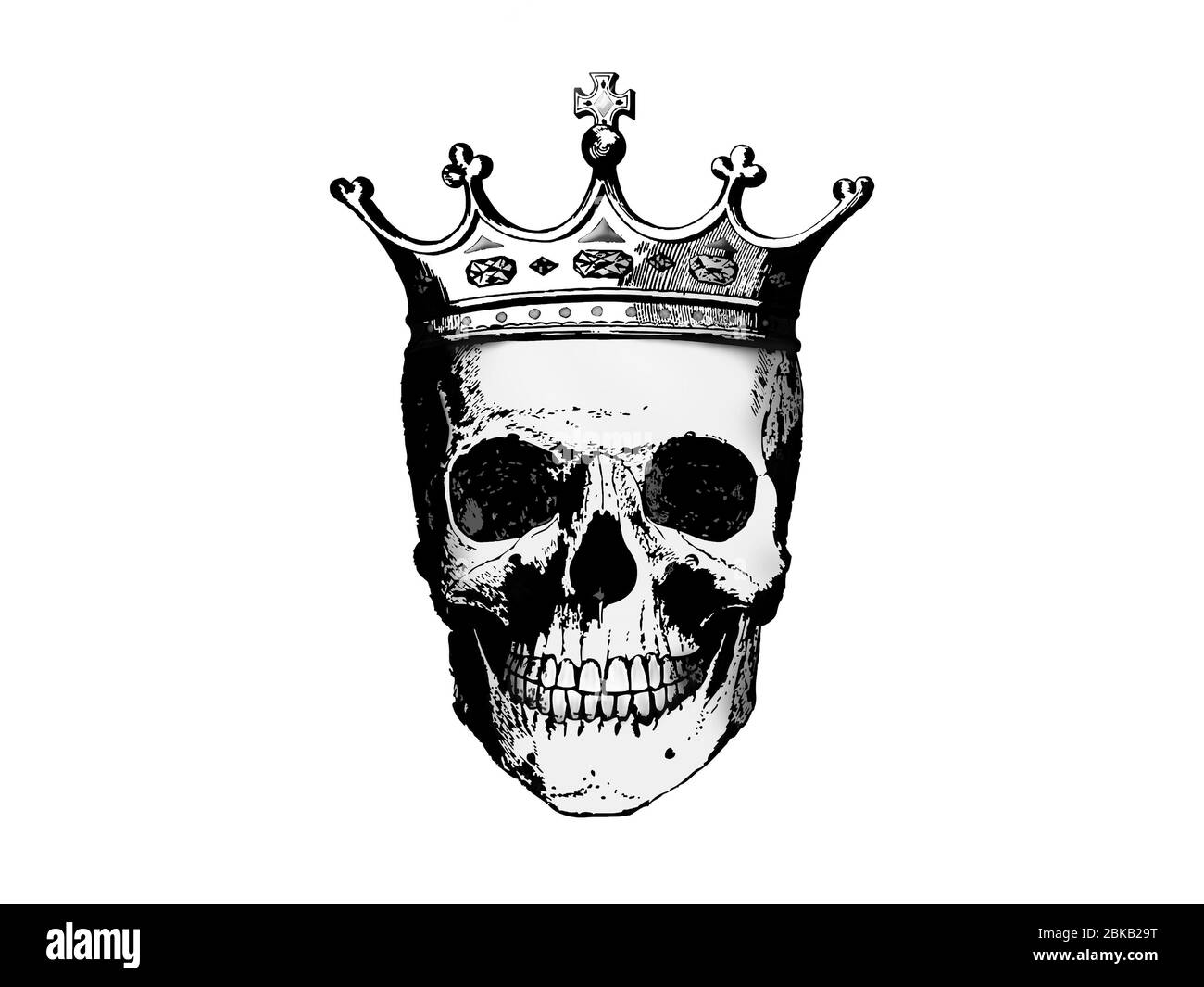 crâne squelette roi horreur arrière-plan isolé Banque D'Images