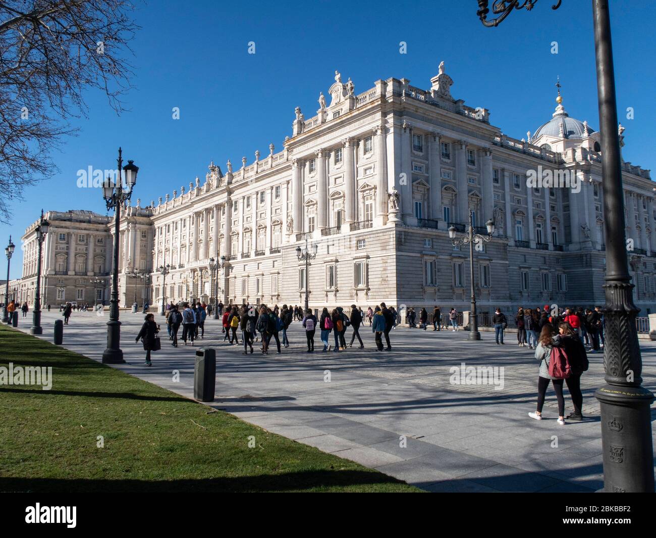 Façade du Palais Royal de Madrid, Espagne Banque D'Images
