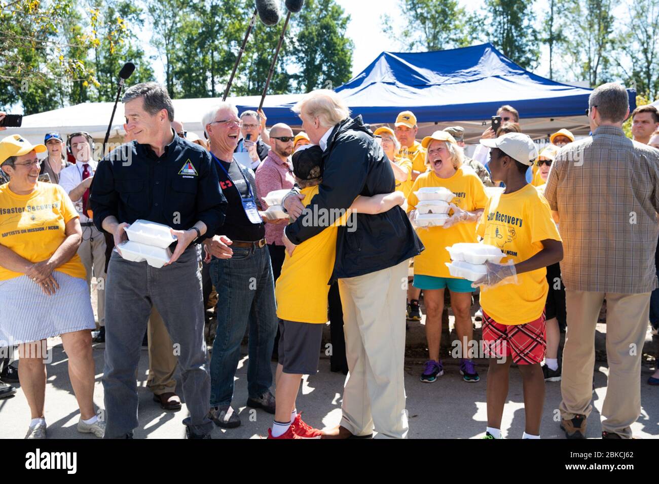 Le 19 septembre 2018, le président Donald J. Trump s’est rendu en Caroline du Nord et en Caroline du Sud pour aider aux efforts de reconstruction après la dévastation de l’ouragan Florence. Banque D'Images