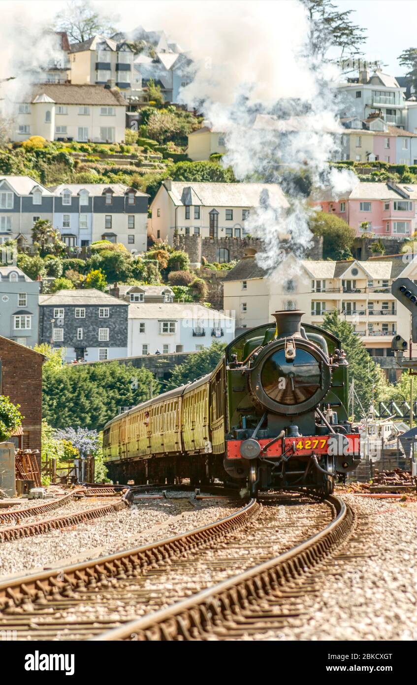 Dartmouth Steam Railway à la gare de Kingjure, Devon, Angleterre, Royaume-Uni Banque D'Images