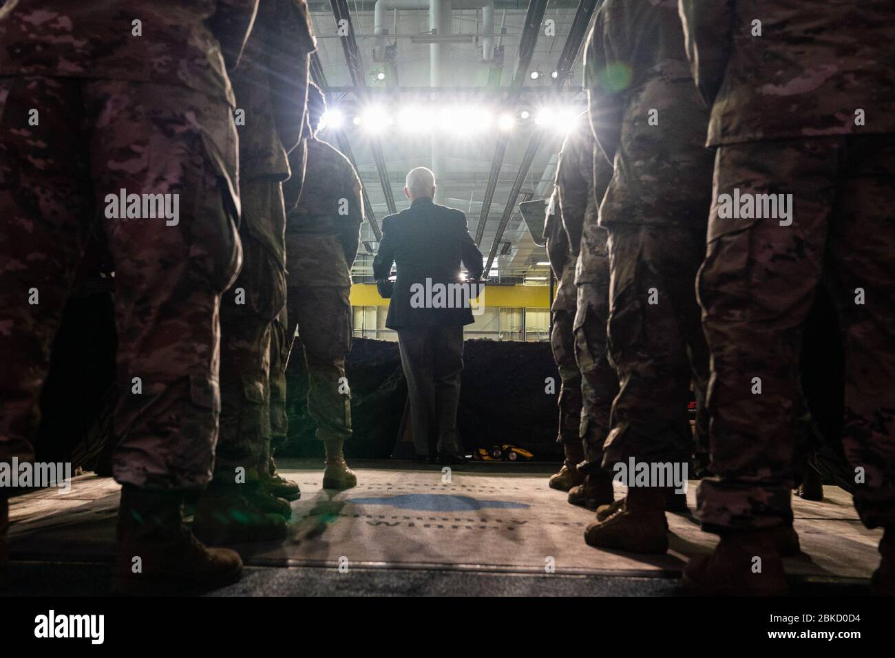 Le 16 mai 2019, le vice-président Mike Pence a rendu visite aux troupes américaines stationnées à Fort McCoy dans le Wisconsin. Sa visite visait à soutenir le personnel militaire et à rehausser le moral. Banque D'Images