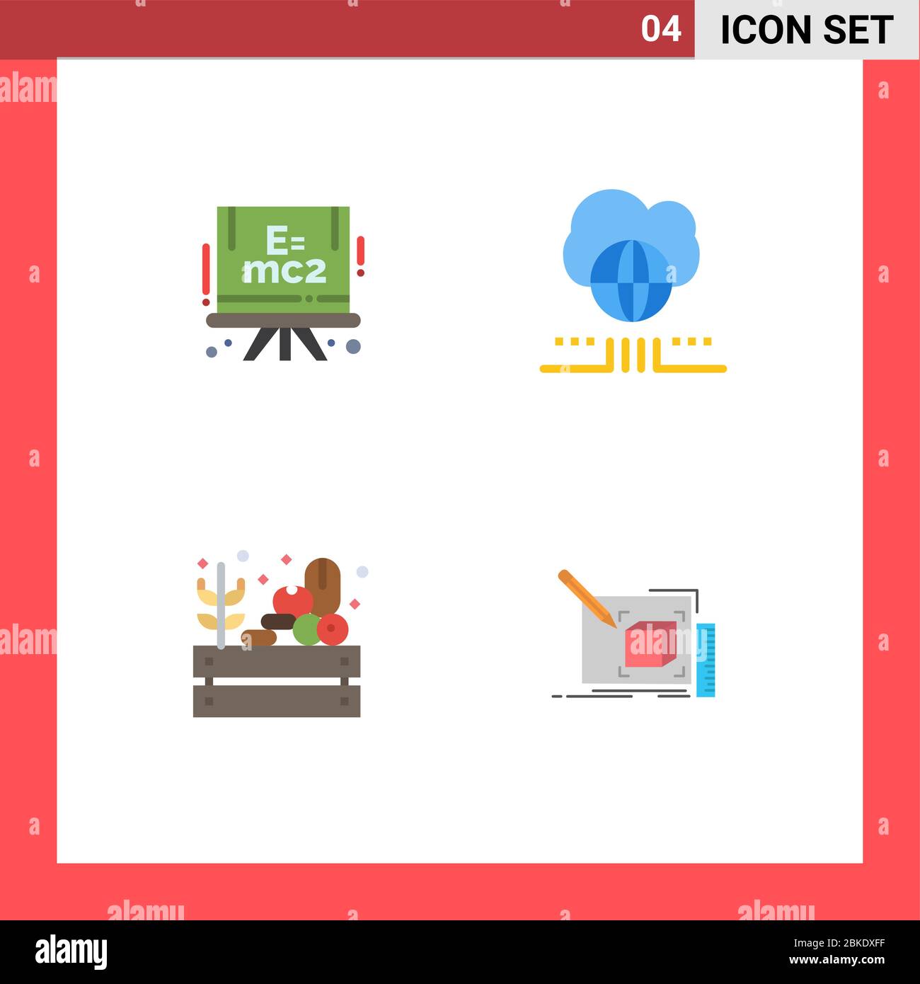 4 concept d'icône plate pour les sites Web chimie Mobile et Apps, nourriture, monde, nuage, dessin éléments de conception vectoriel éditables Illustration de Vecteur