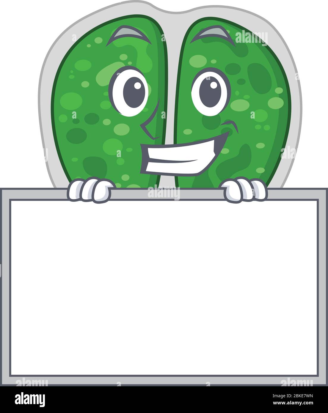 Le style de dessin animé de bactéries à motif chromococcales souriant est doté d'un tableau Illustration de Vecteur