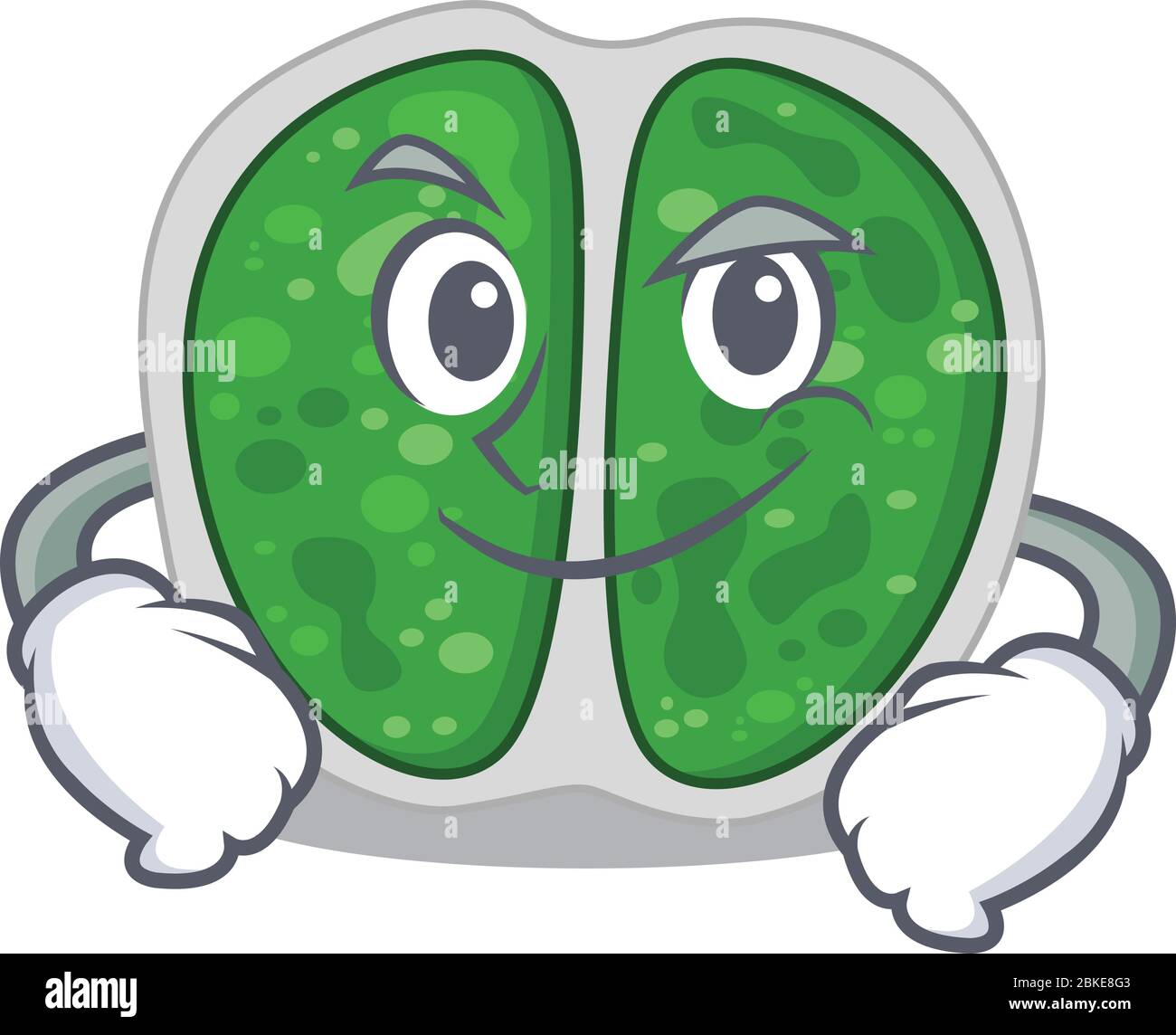 Une conception mascotte de bactéries de chromocoques ayant un geste confiant Illustration de Vecteur