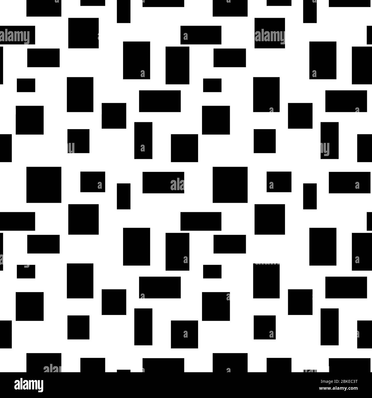 Motif infini sans couture de formes rectangulaires géométriques noires. Dessin pour papier d'emballage, tissu, papier peint. Banque D'Images