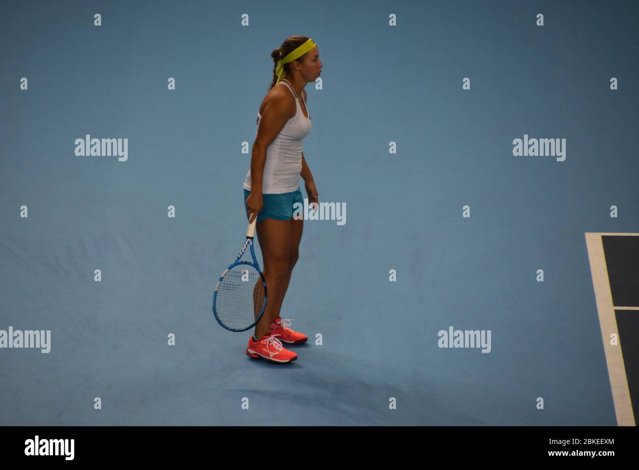 Yulia Putintseva, du Kazakhstan, à la Copper Box Arena de Londres, pour la coupe Fed 2019 pour les femmes. Grande-Bretagne contre le Kazakhstan Banque D'Images