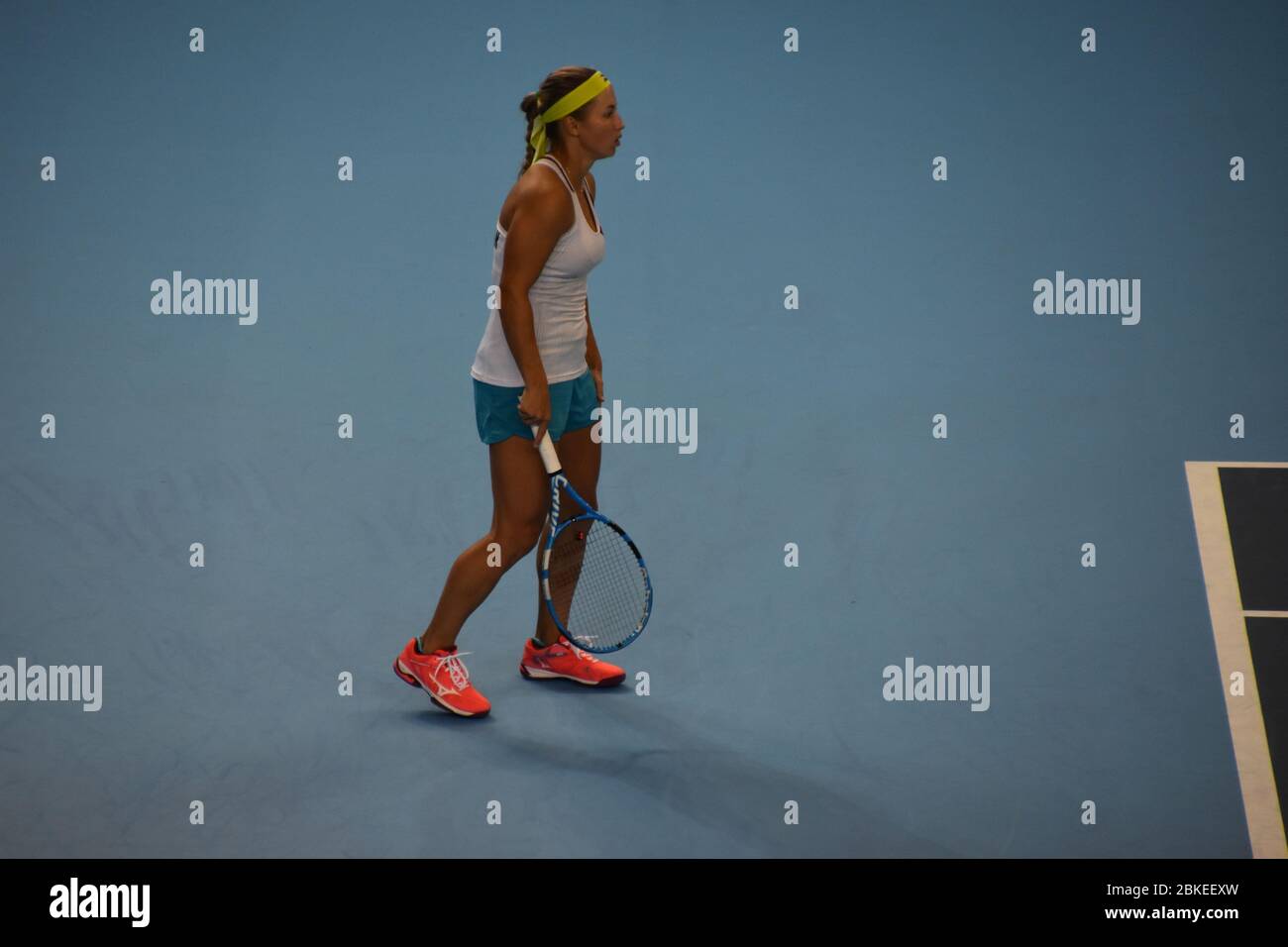 Yulia Putintseva, du Kazakhstan, à la Copper Box Arena de Londres, pour la coupe Fed 2019 pour les femmes. Grande-Bretagne contre le Kazakhstan Banque D'Images