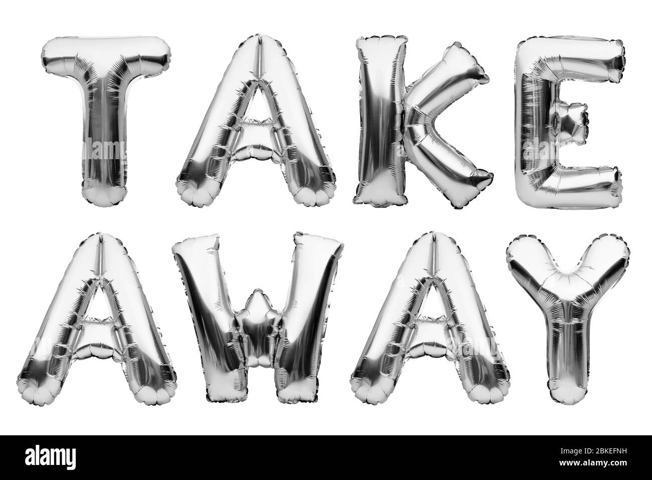 Les mots argentés S'EMPATENT en ballons gonflables isolés sur fond blanc. Lettres de bulle en feuille. Protection contre le coronavirus ou le Covid-19 Banque D'Images