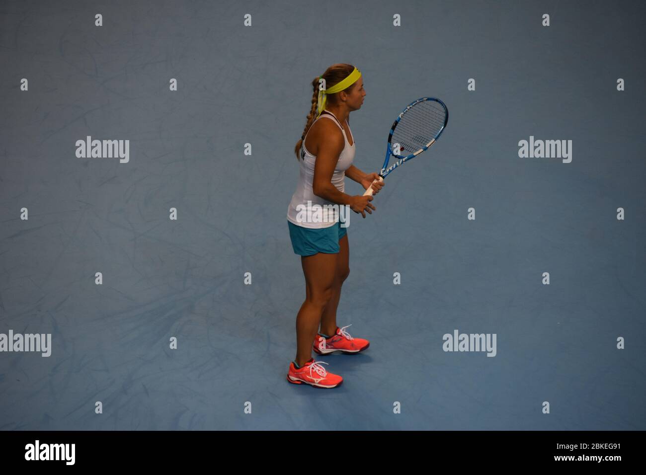 Photo de la joueuse de tennis Yulia Putintseva, Kazakhstan, Fed Cup 2019 Against Great Britain, Team GB à la Copper Box Arena de Londres Banque D'Images