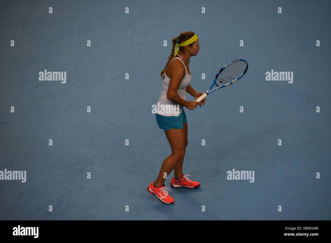 Photo de la joueuse de tennis Yulia Putintseva, Kazakhstan, Fed Cup 2019 Against Great Britain, Team GB à la Copper Box Arena de Londres Banque D'Images