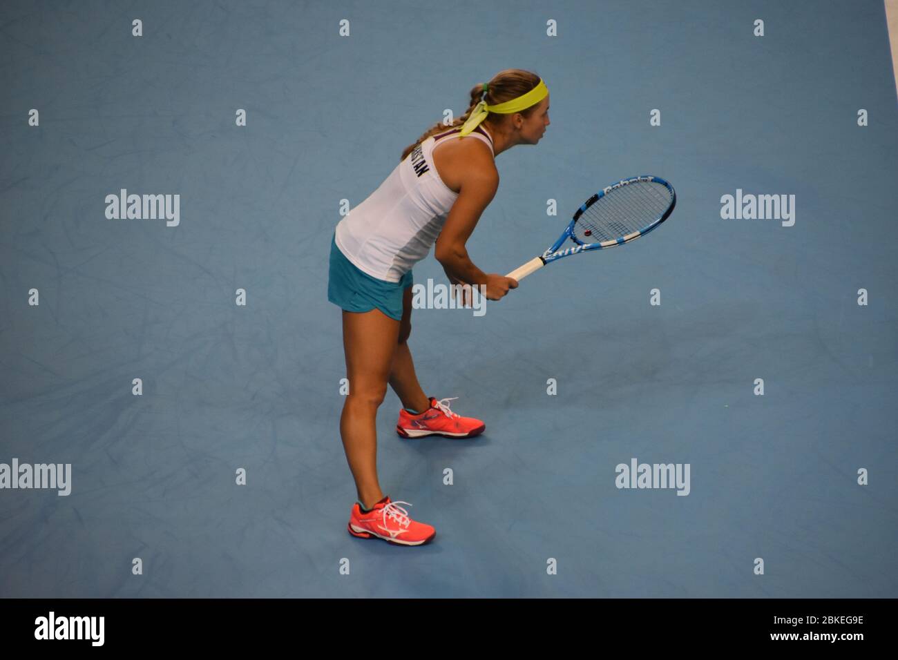 Photo de la joueuse de tennis Yulia Putintseva, Kazakhstan, Fed Cup 2019 Against Great Britain, Team GB à la Copper Box Arena de Londres Banque D'Images