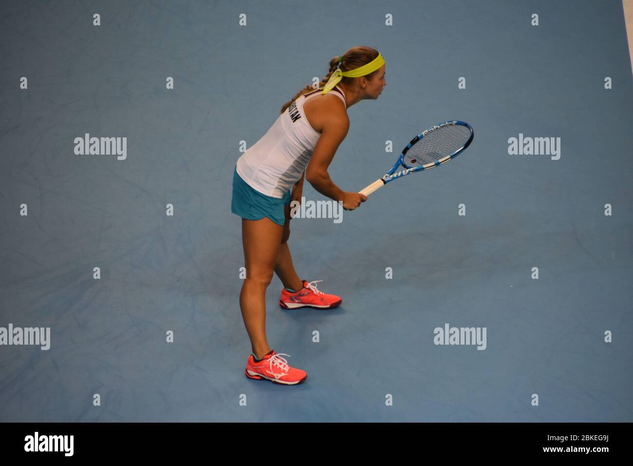 Photo de la joueuse de tennis Yulia Putintseva, Kazakhstan, Fed Cup 2019 Against Great Britain, Team GB à la Copper Box Arena de Londres Banque D'Images