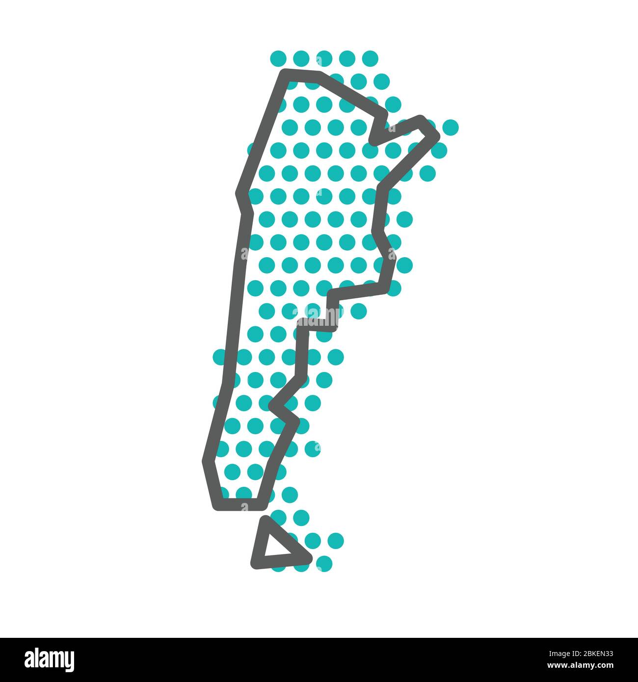 Argentine carte de contour simple avec un motif de point vert demi-ton Illustration de Vecteur