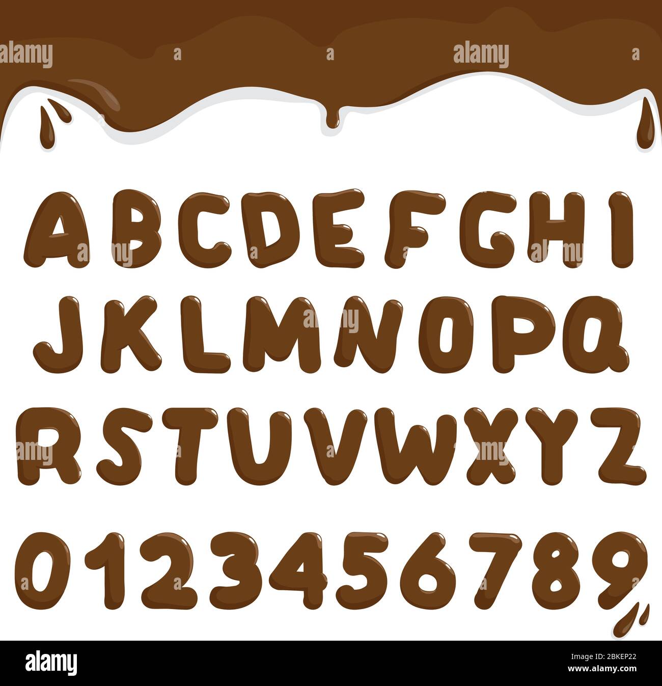 Alphabet et chiffres au chocolat. Illustration vectorielle Illustration de Vecteur