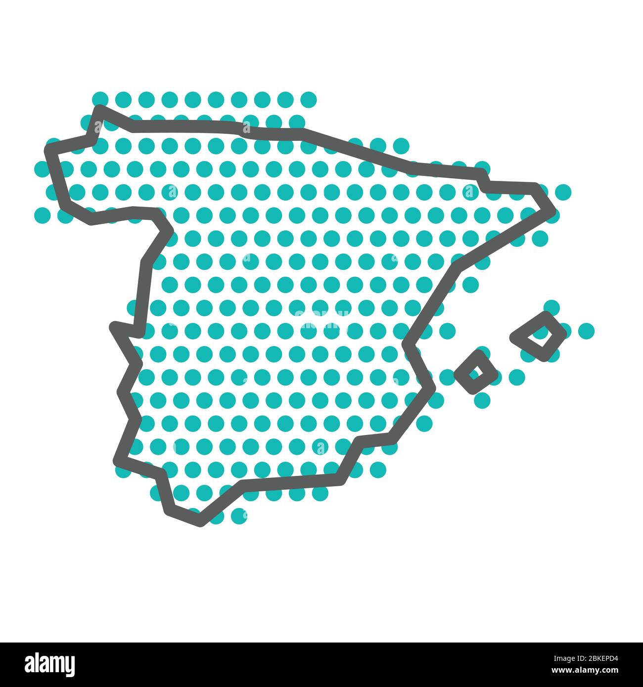 Espagne carte de contour simple avec un motif de points demi-ton vert Illustration de Vecteur