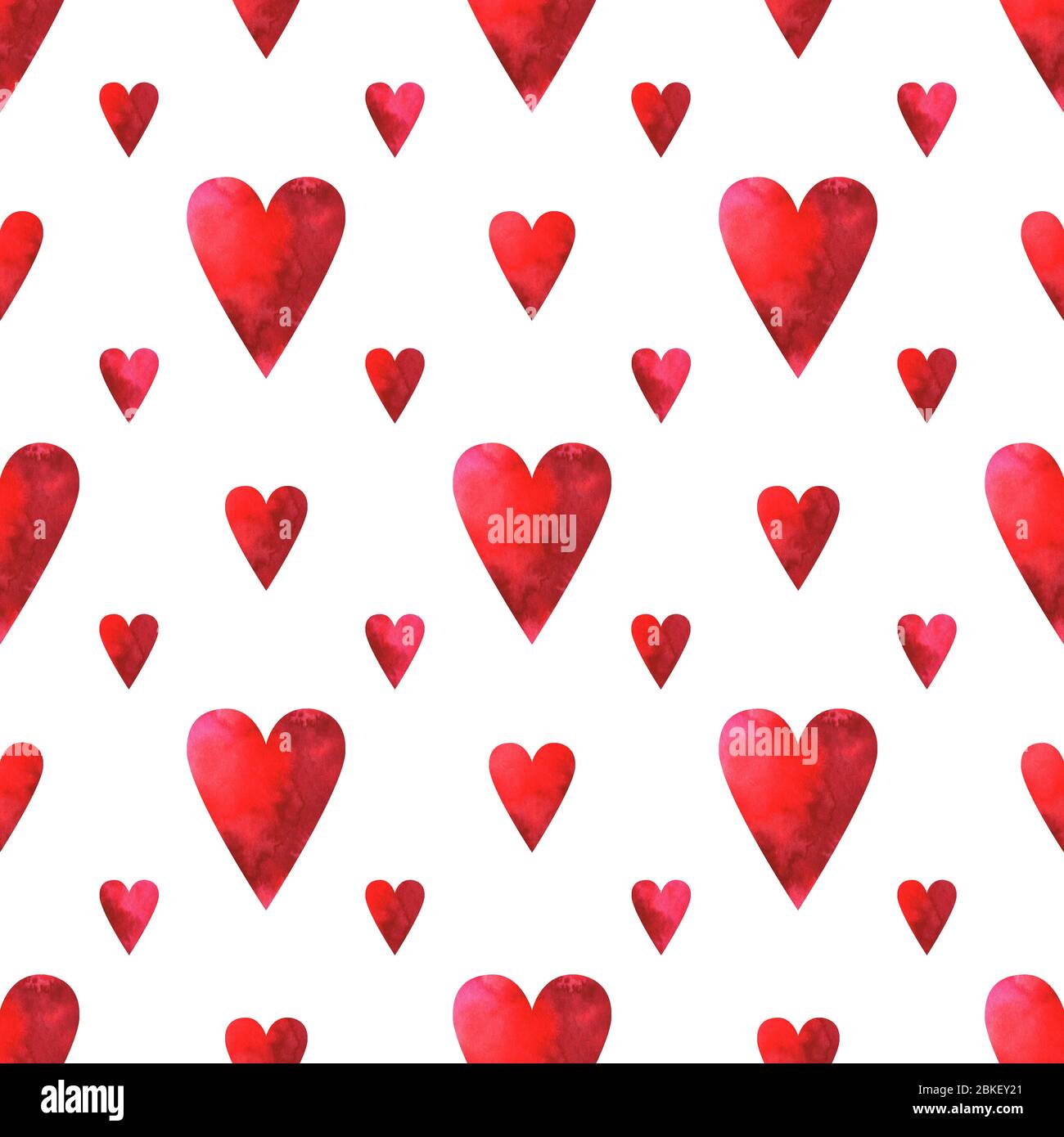 Motif aquarelle sans coutures avec coeurs rouges Banque D'Images