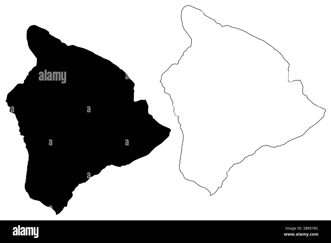 Hawaii County, Hawaï (comté des États-Unis, États-Unis d'Amérique, États-Unis, États-Unis, île, archipel) illustration vectorielle de carte, carte d'esquisse de gribble Illustration de Vecteur