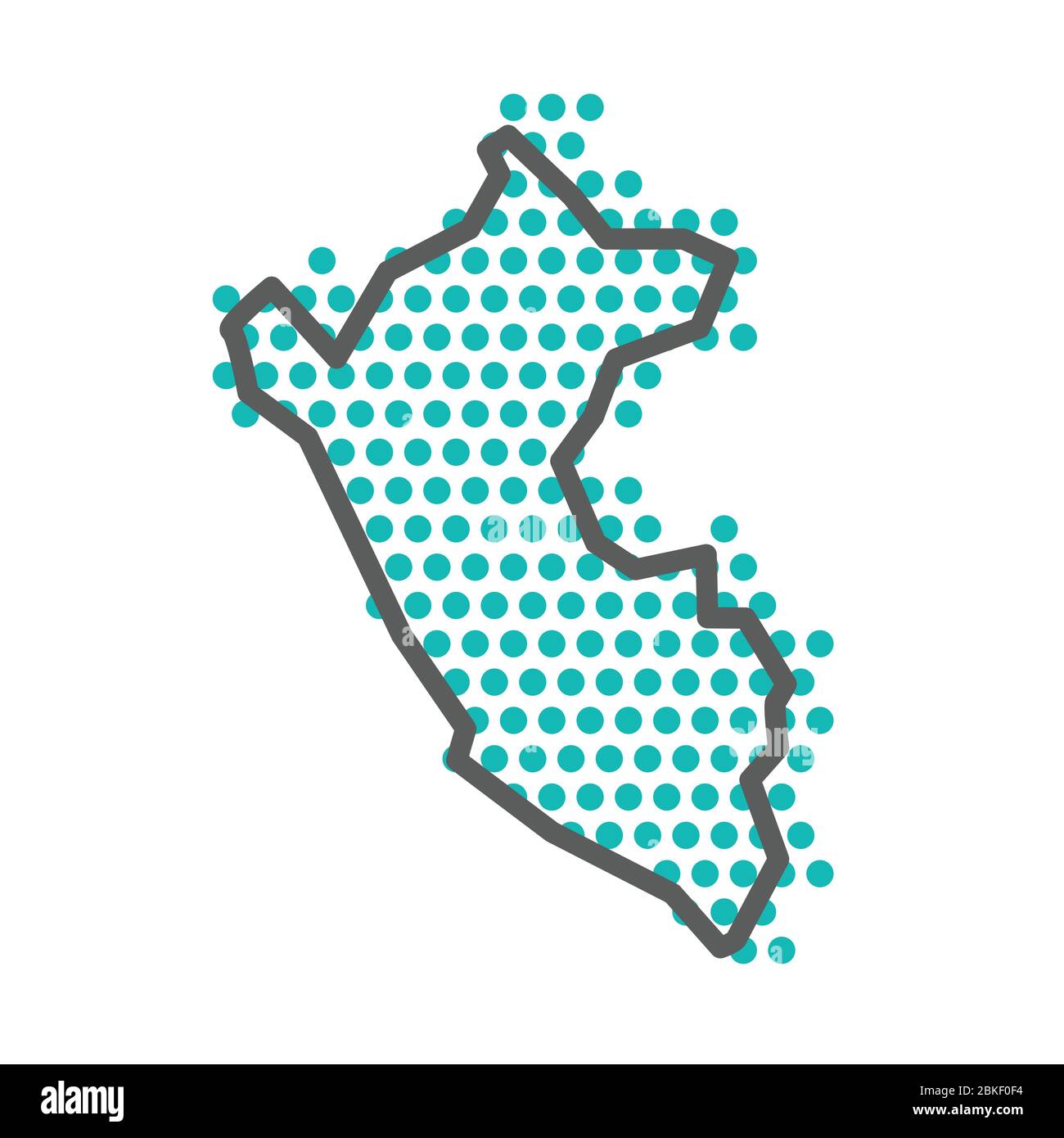 Pérou carte de contour simple avec un motif de point vert demi-ton Illustration de Vecteur