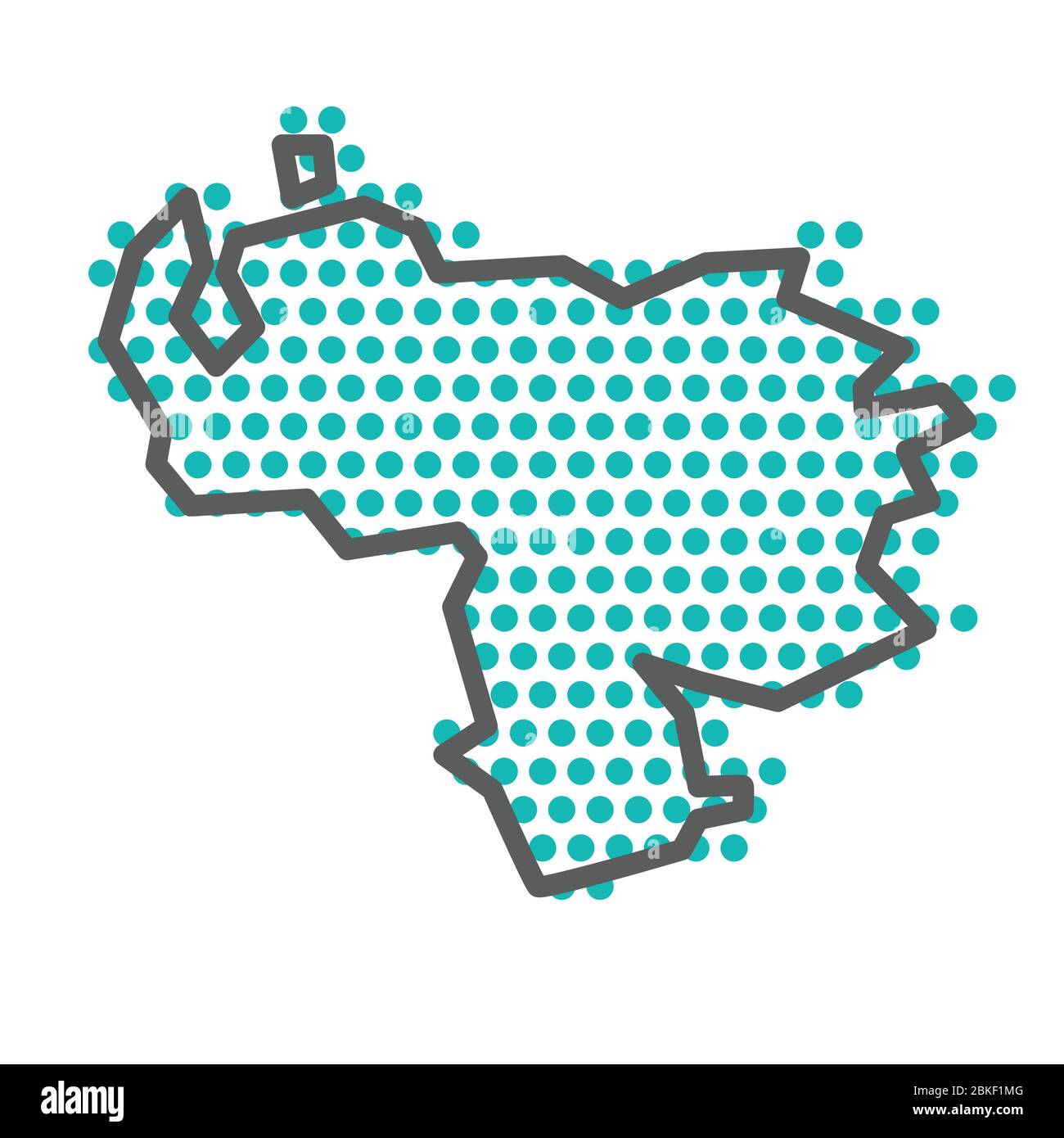 Venezuela carte des contours simples avec motif point vert demi-ton Illustration de Vecteur