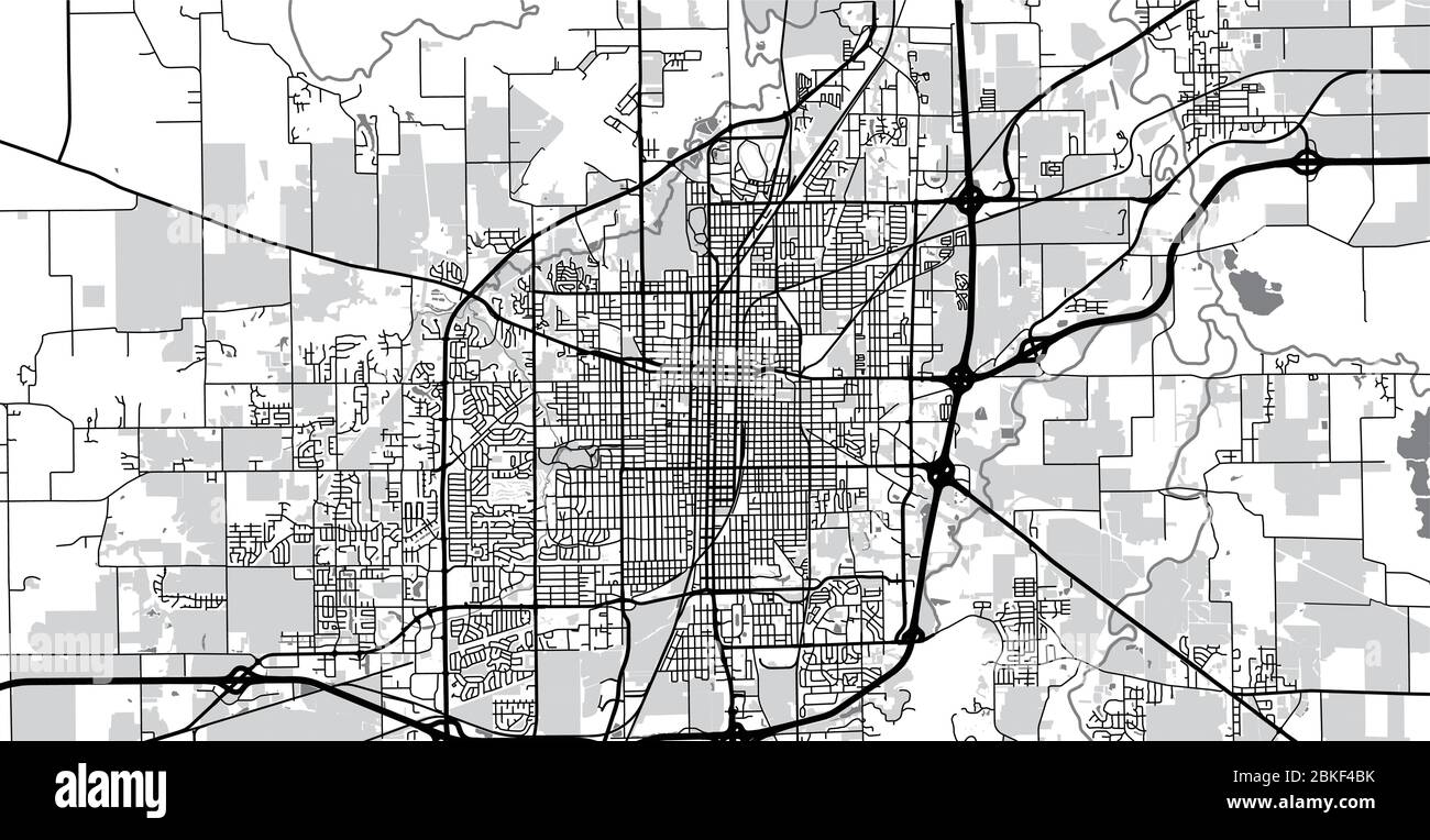 Plan urbain vectoriel de la ville de Springfield, États-Unis. Capitale de l'État de l'Illinois Illustration de Vecteur