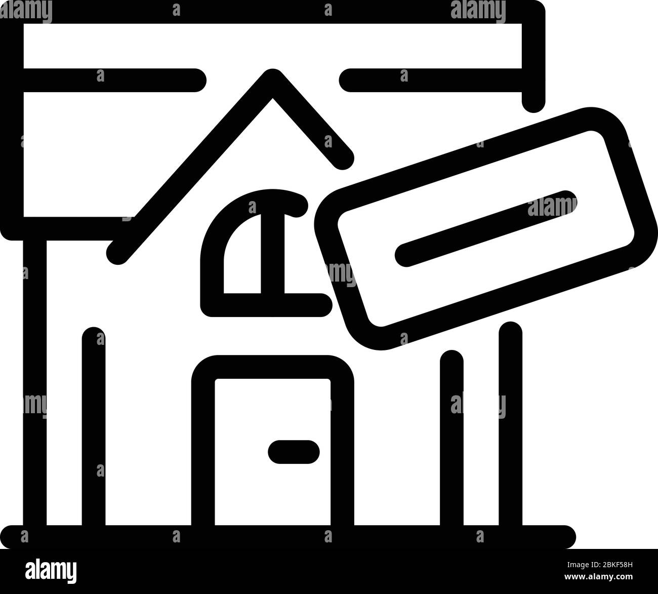 Icône de publicité immobilière, style de contour Illustration de Vecteur
