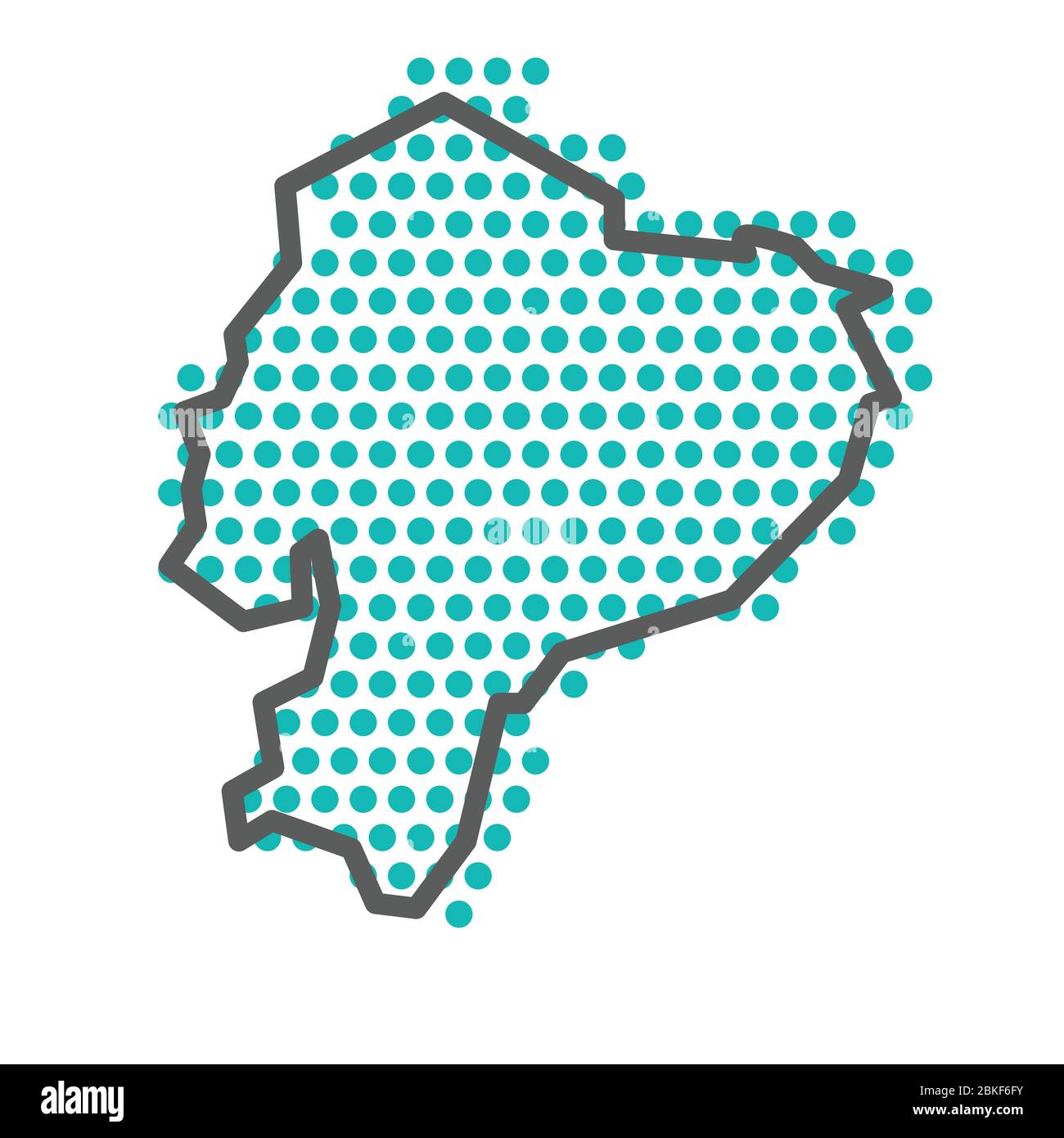 Carte de contour simple pour l'Équateur avec motif de points demi-ton vert Illustration de Vecteur