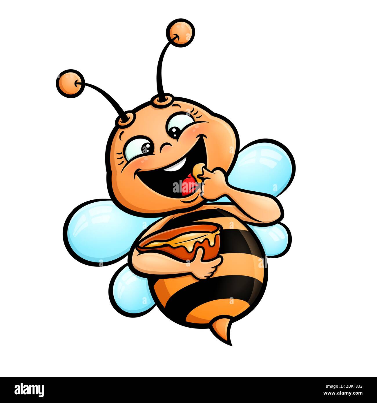 Abeille Dessin Anime Vectoriel D Une Abeille Bonne Graisse Volant Autour Et Degustation De Miel Image Vectorielle Stock Alamy
