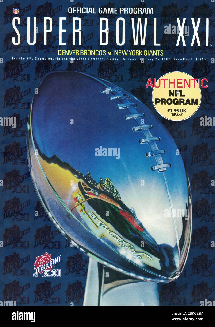 Programme souvenir du Super Bowl XXI 1987 Banque D'Images
