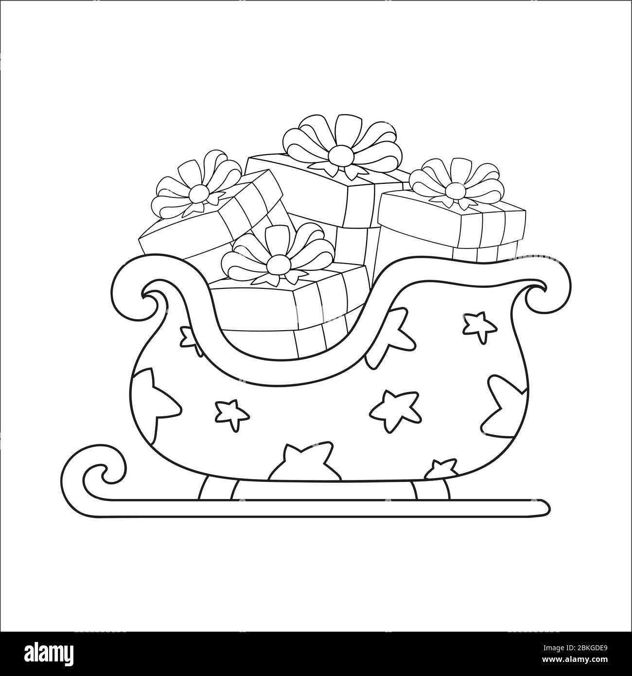 Dessiner Un Traineau Du Pere Noel Noël traîneau père noël avec cadeaux. Livre de coloriage pour enfants.  Personnage de dessin animé. Illustration vectorielle. Silhouette de contour  noir. Isolé sur blanc b Image Vectorielle Stock - Alamy