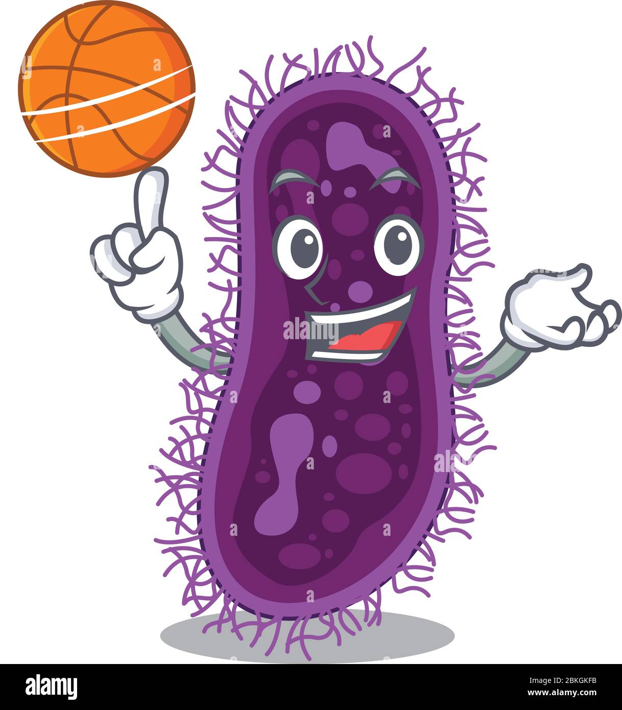 Superbe style mascotte bactérie lactobacillus rhamnosus avec basket-ball Illustration de Vecteur