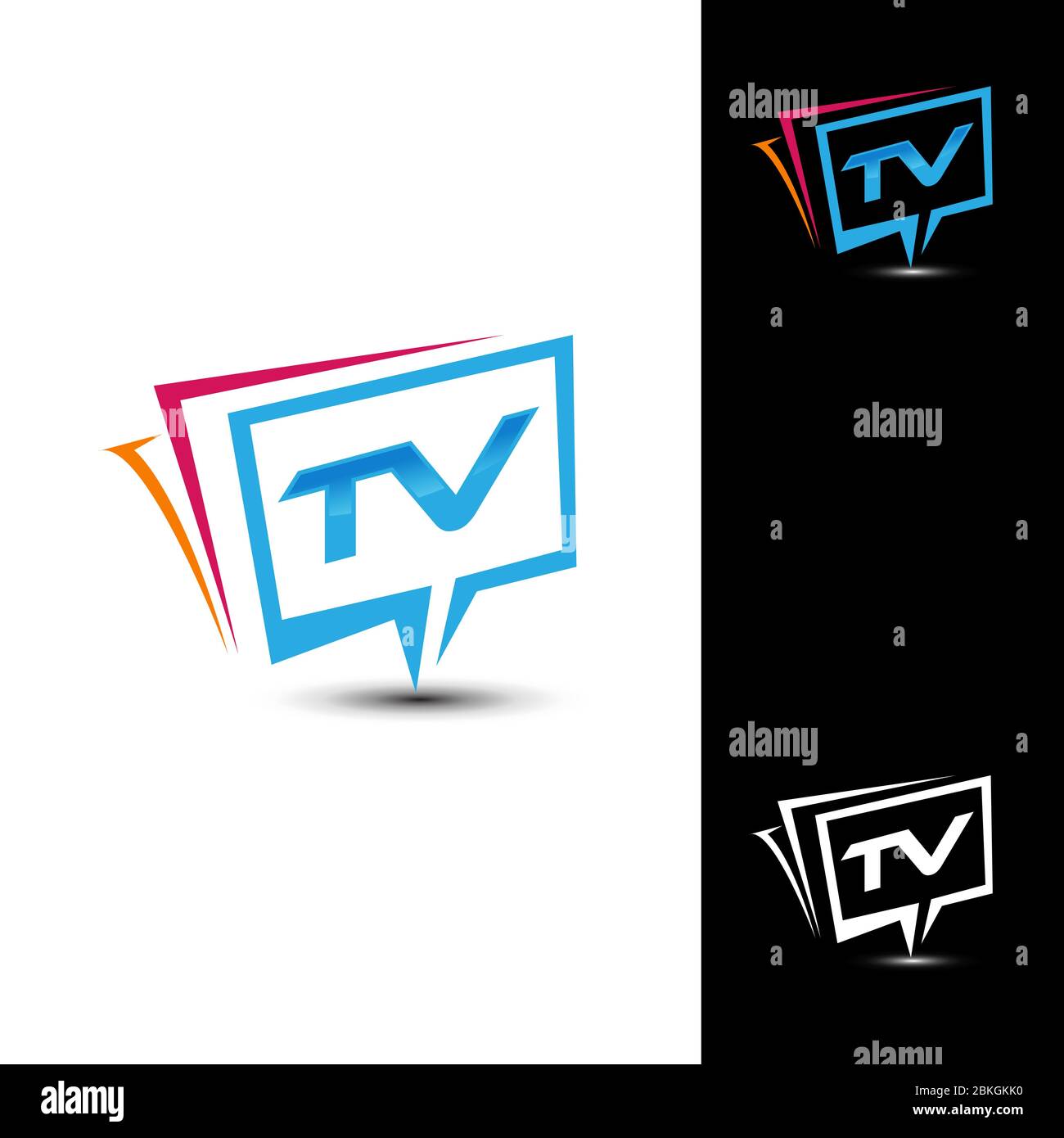 Modèle de logo lettre TV avec carré Illustration de Vecteur