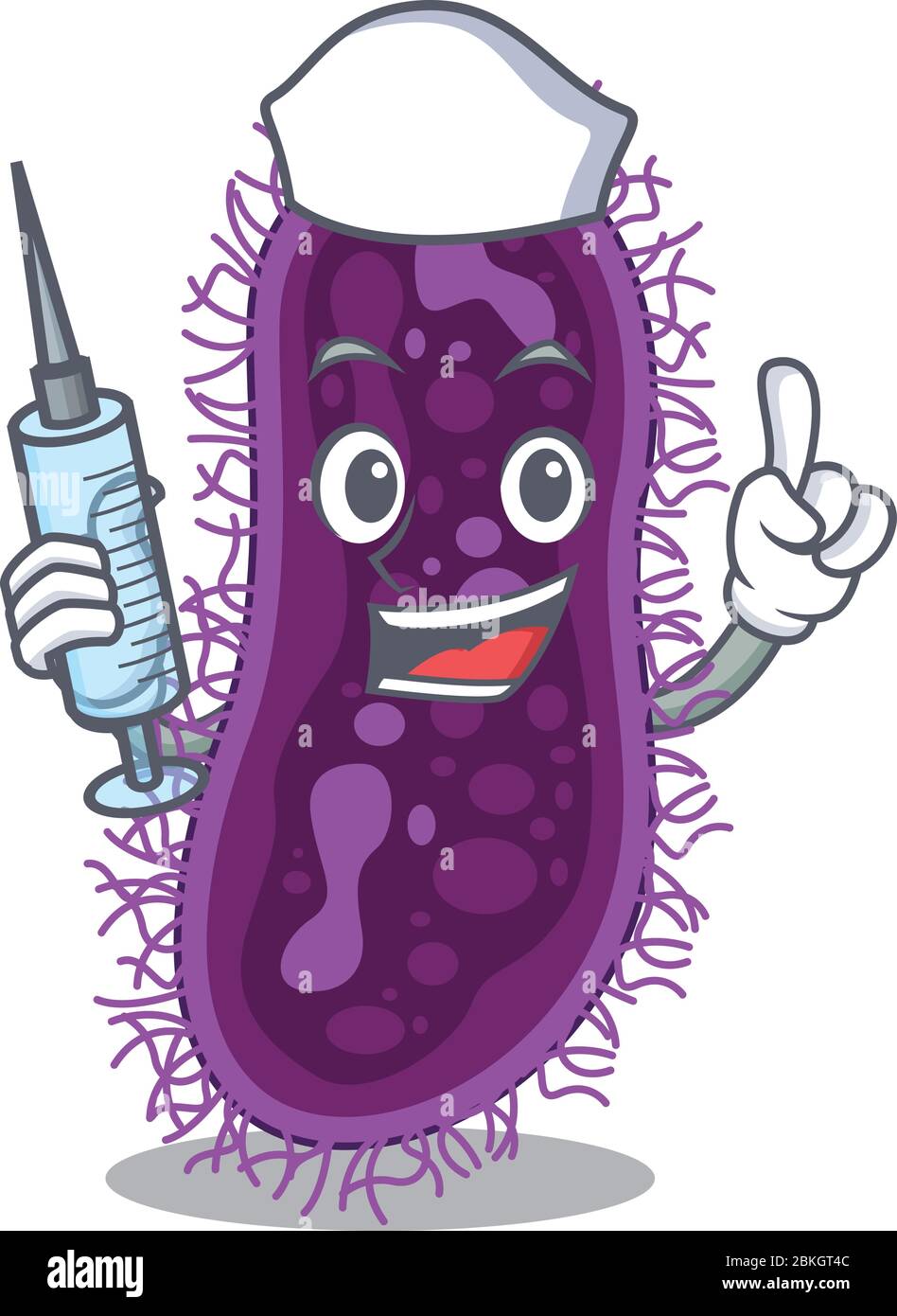 Une belle infirmière de lactobacillus rhamnosus bactéries mascotte concept de conception avec une seringue Illustration de Vecteur