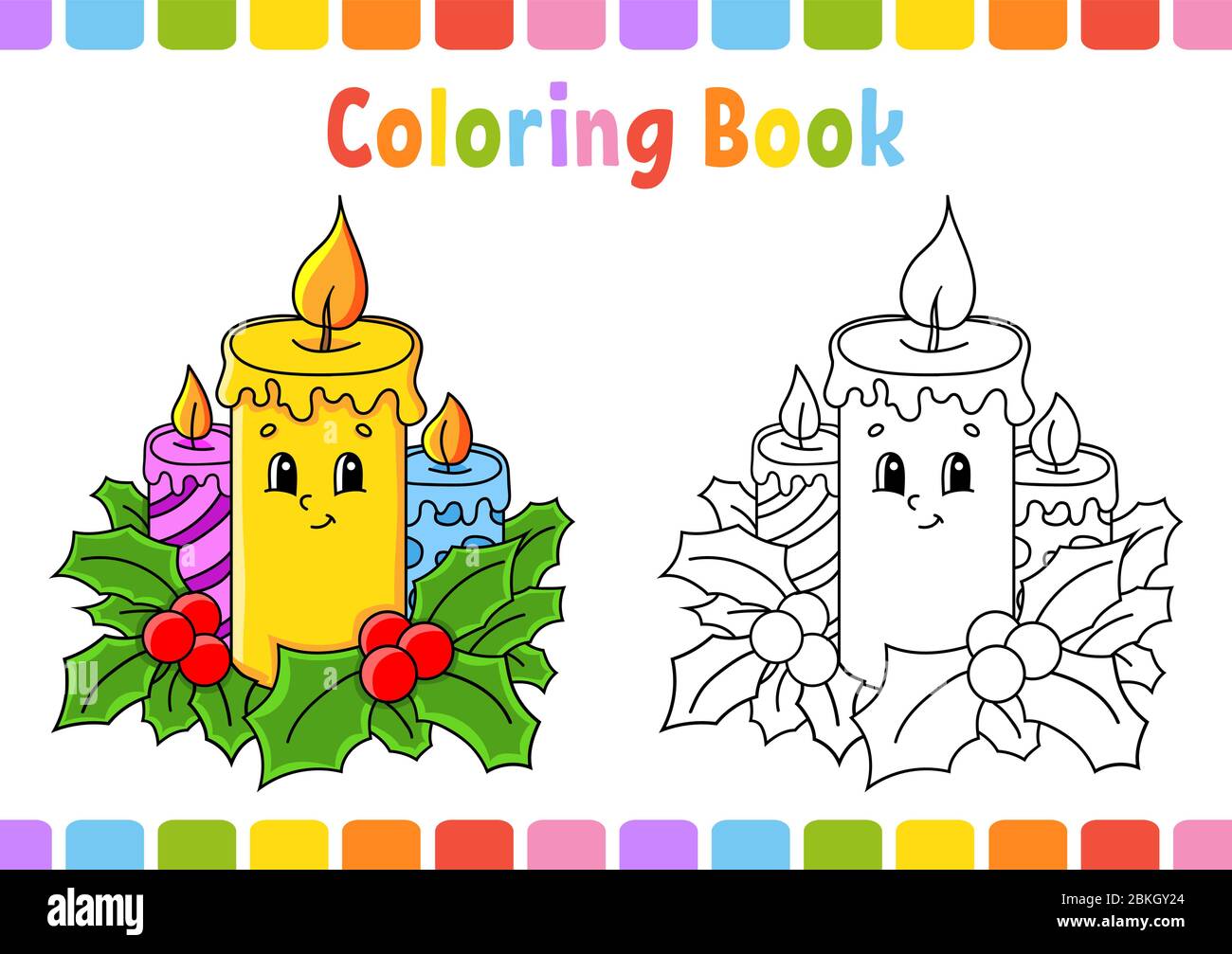 Livre de coloriage pour enfants. Bougies de Noël. Personnage de dessin