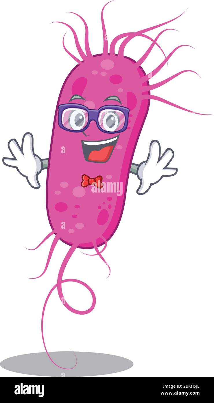Style mascotte de la bactérie du gomoa geek avec lunettes Illustration de Vecteur