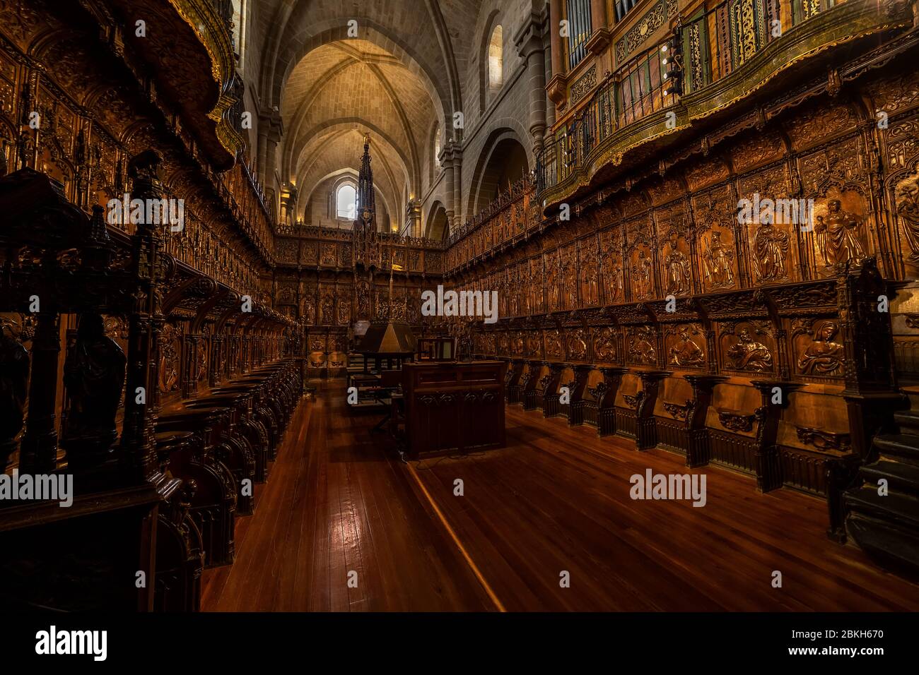 Choeur de bois à la cathédrale médiévale de Zamora, Espagne Banque D'Images