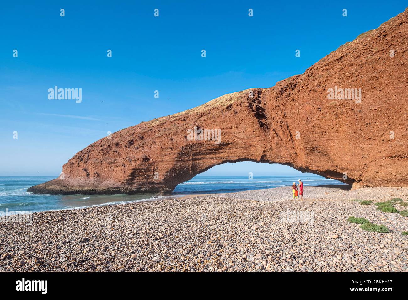 Maroc, région de Guelmim-Oued noun, plage de Sidi Ifni, arche naturelle Banque D'Images
