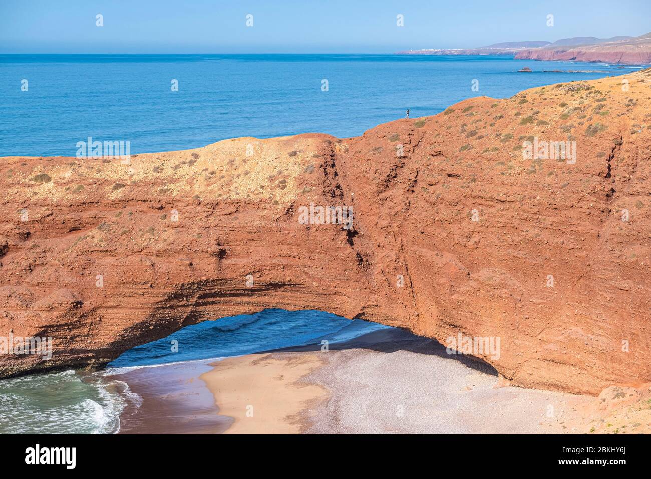 Maroc, région de Guelmim-Oued noun, plage de Sidi Ifni, arche naturelle Banque D'Images
